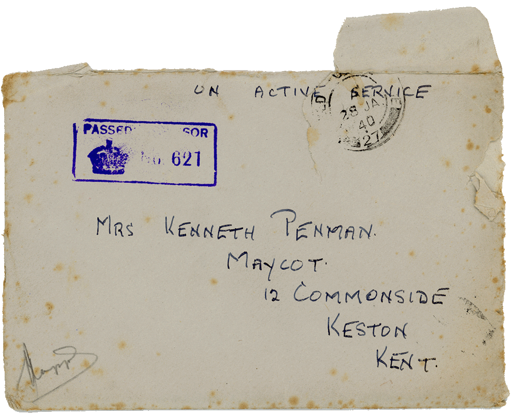 Envelope for letter from Cyril “Kenneth” Penman to Teresina “Terry” Penman dated January 24th, 1940.