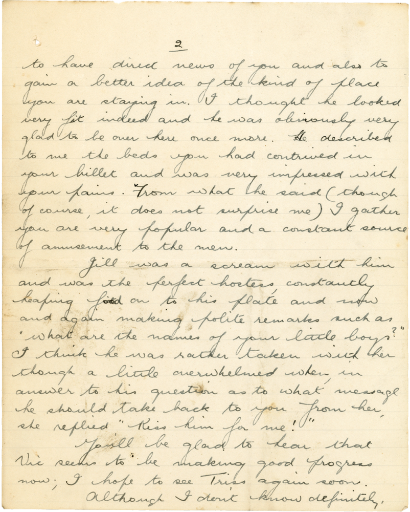Letter from Teresina “Terry” Penman to Cyril “Kenneth” Penman dated February 1st, 1940. (pg. 2)