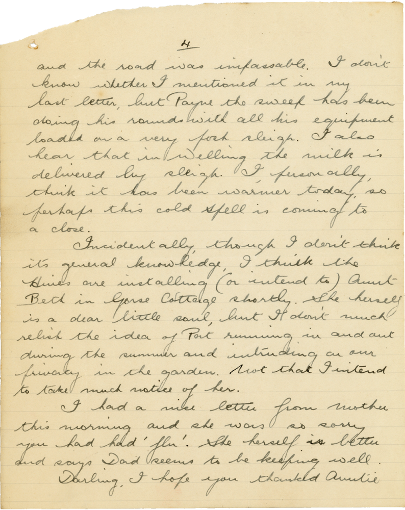 Letter from Teresina “Terry” Penman to Cyril “Kenneth” Penman dated February 1st, 1940. (pg. 4)