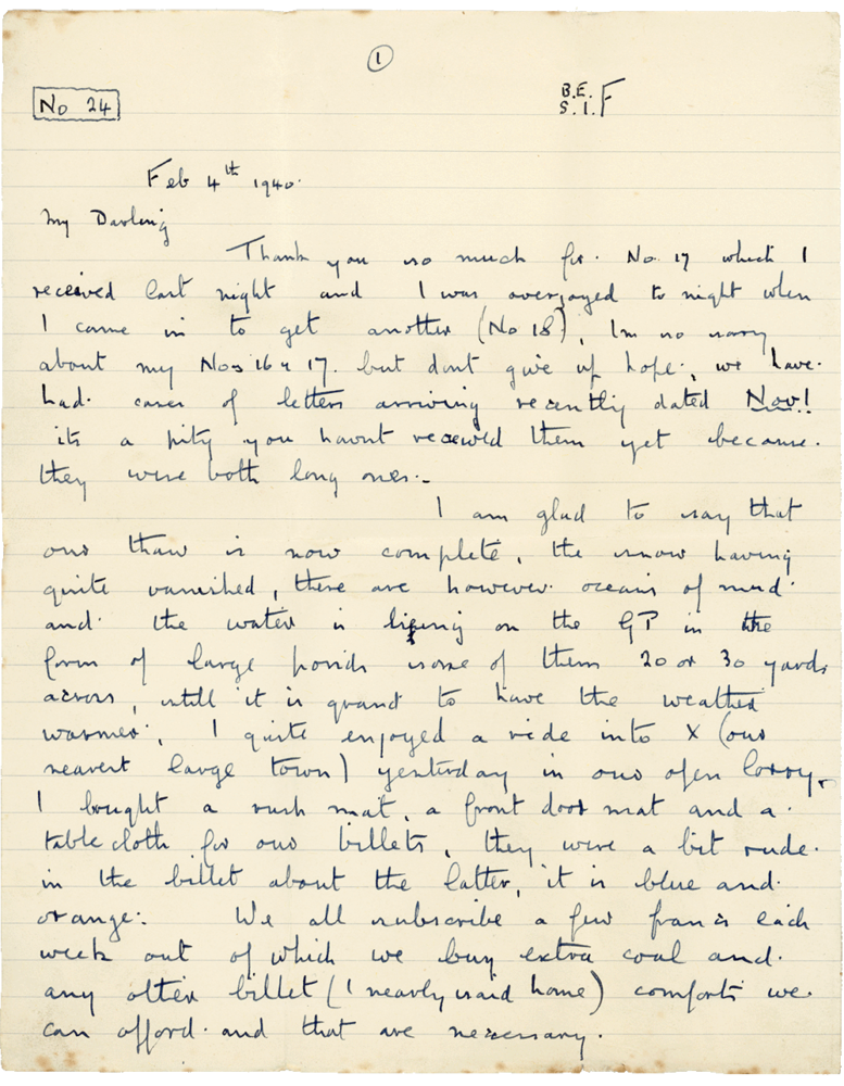 Letter from Cyril “Kenneth” Penman to Teresina “Terry” Penman dated February 4th, 1940. (pg. 1)