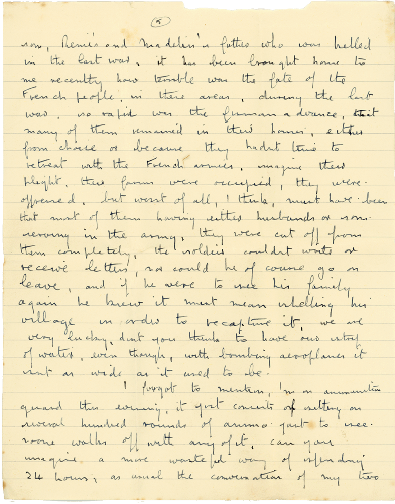 Letter from Cyril “Kenneth” Penman to Teresina “Terry” Penman dated February 4th, 1940. (pg. 5)