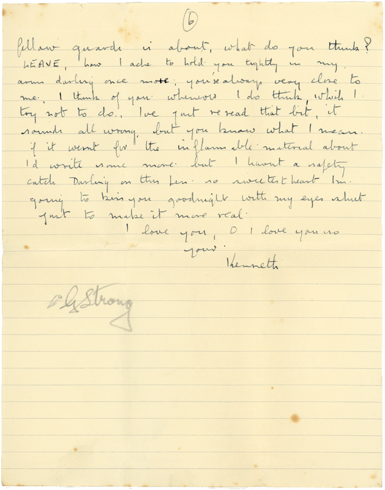 Letter from Cyril “Kenneth” Penman to Teresina “Terry” Penman dated February 4th, 1940. (pg. 6)