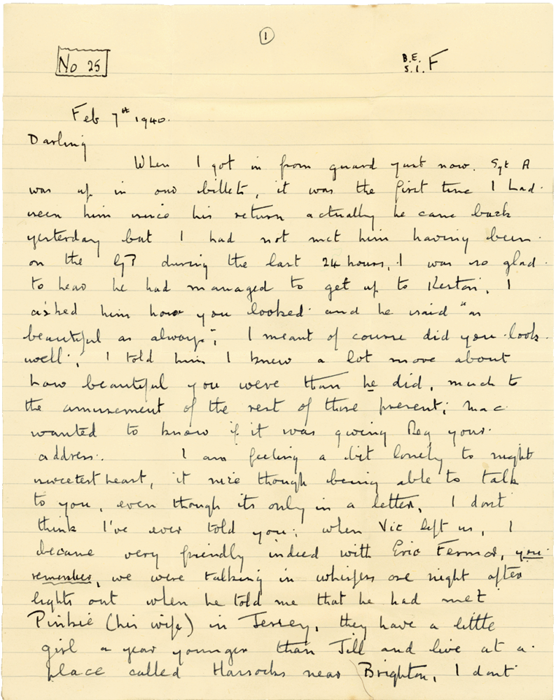 Letter from Cyril “Kenneth” Penman to Teresina “Terry” Penman dated February 7th, 1940. (pg. 1)