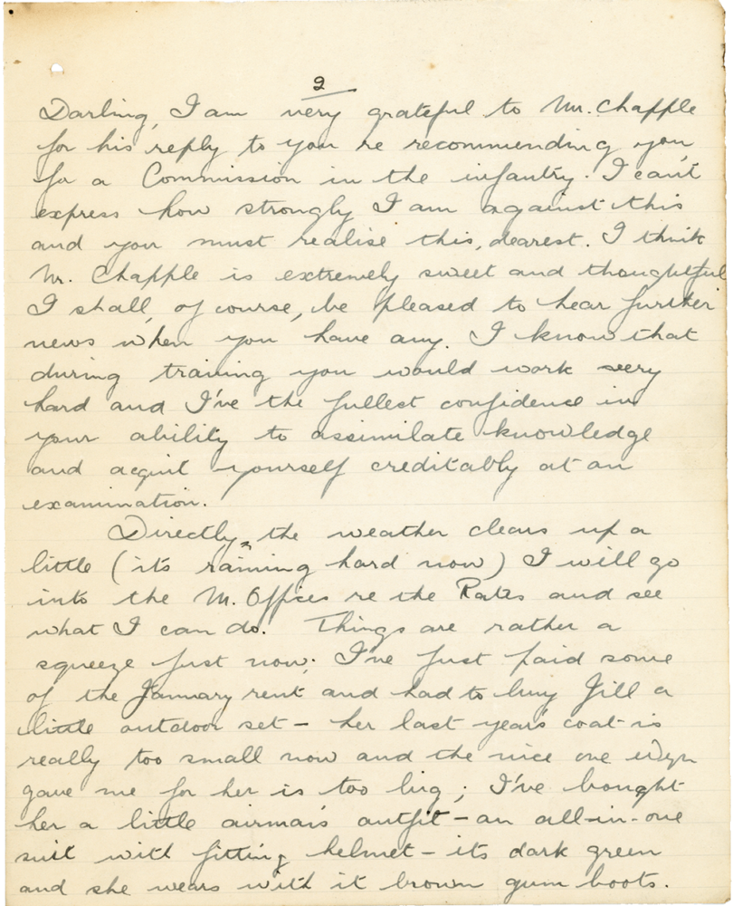 Letter from Teresina “Terry” Penman to Cyril “Kenneth” Penman dated February 7th, 1940. (pg. 2)
