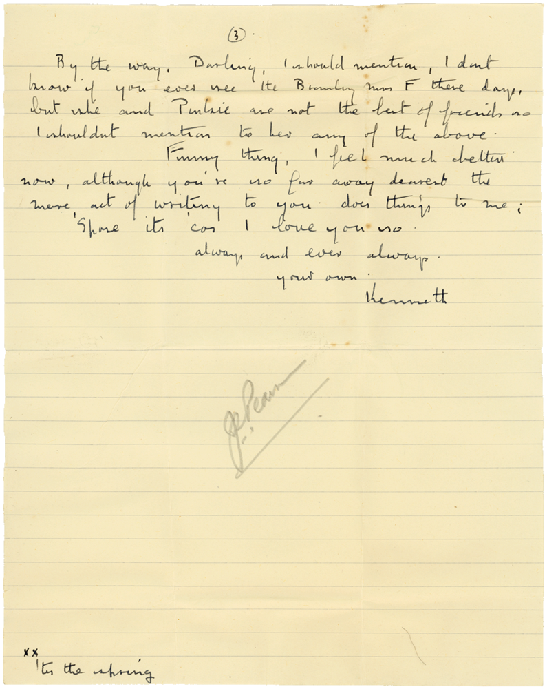 Letter from Cyril “Kenneth” Penman to Teresina “Terry” Penman dated February 7th, 1940. (pg. 3)