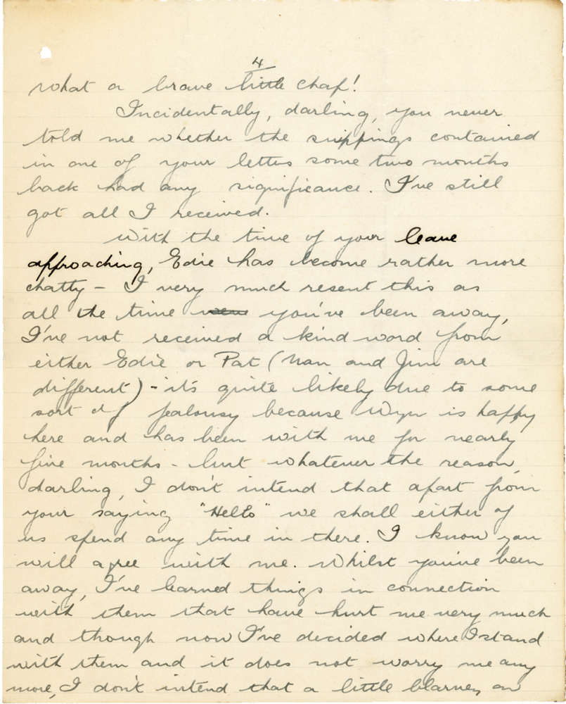 Letter from Teresina “Terry” Penman to Cyril “Kenneth” Penman dated February 7th, 1940. (pg. 4)