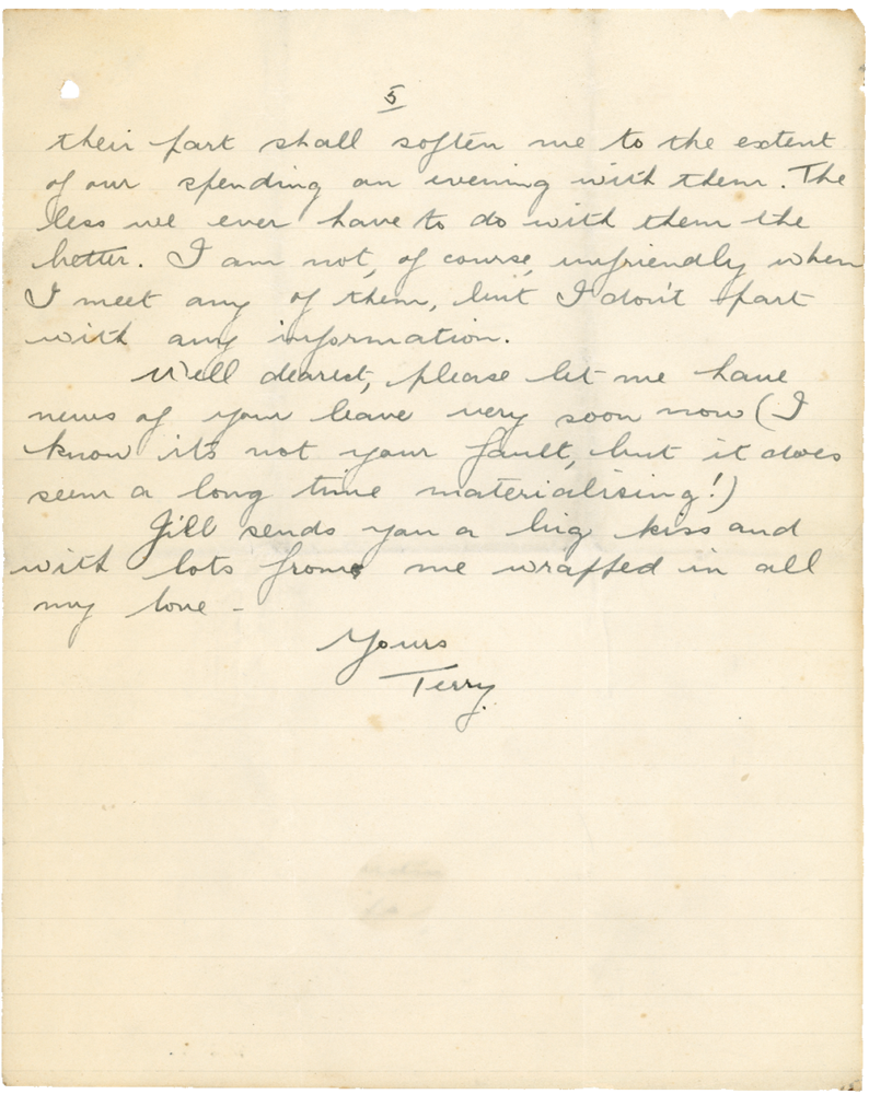 Letter from Teresina “Terry” Penman to Cyril “Kenneth” Penman dated February 7th, 1940. (pg. 5)