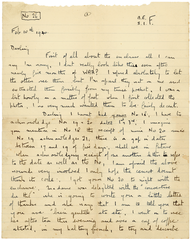Letter from Cyril “Kenneth” Penman to Teresina “Terry” Penman dated February 10th, 1940. (pg. 1)