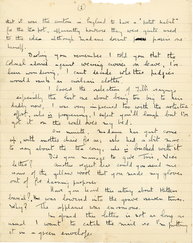 Letter from Cyril “Kenneth” Penman to Teresina “Terry” Penman dated February 10th, 1940. (pg. 2)