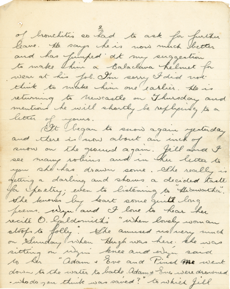 Letter from Teresina “Terry” Penman to Cyril “Kenneth” Penman dated February 10th, 1940. (pg. 2)