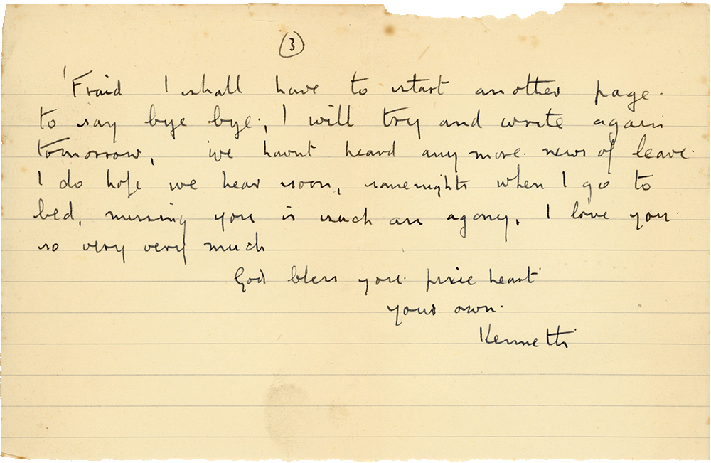 Letter from Cyril “Kenneth” Penman to Teresina “Terry” Penman dated February 10th, 1940. (pg. 3)