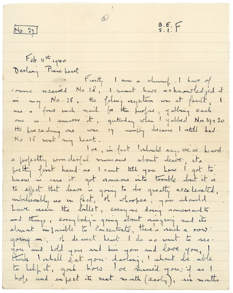 Letter from Cyril “Kenneth” Penman to Teresina “Terry” Penman dated February 11th, 1940. (pg. 1)