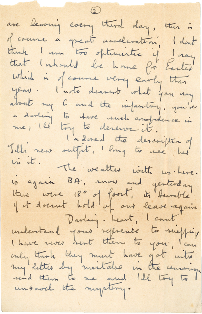 Letter from Cyril “Kenneth” Penman to Teresina “Terry” Penman dated February 14th, 1940. (pg. 2)