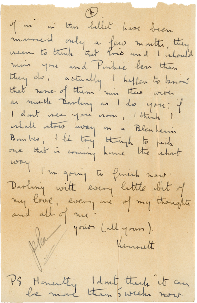 Letter from Cyril “Kenneth” Penman to Teresina “Terry” Penman dated February 14th, 1940. (pg. 4)
