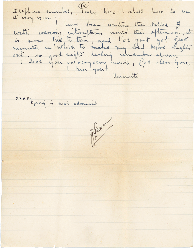 Letter from Cyril “Kenneth” Penman to Teresina “Terry” Penman dated February 19th, 1940. (pg. 4)