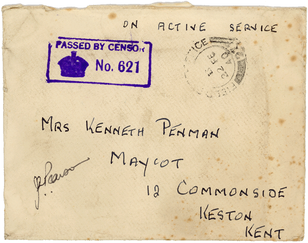 Envelope for letter from Cyril “Kenneth” Penman to Teresina “Terry” Penman dated February 19th, 1940.