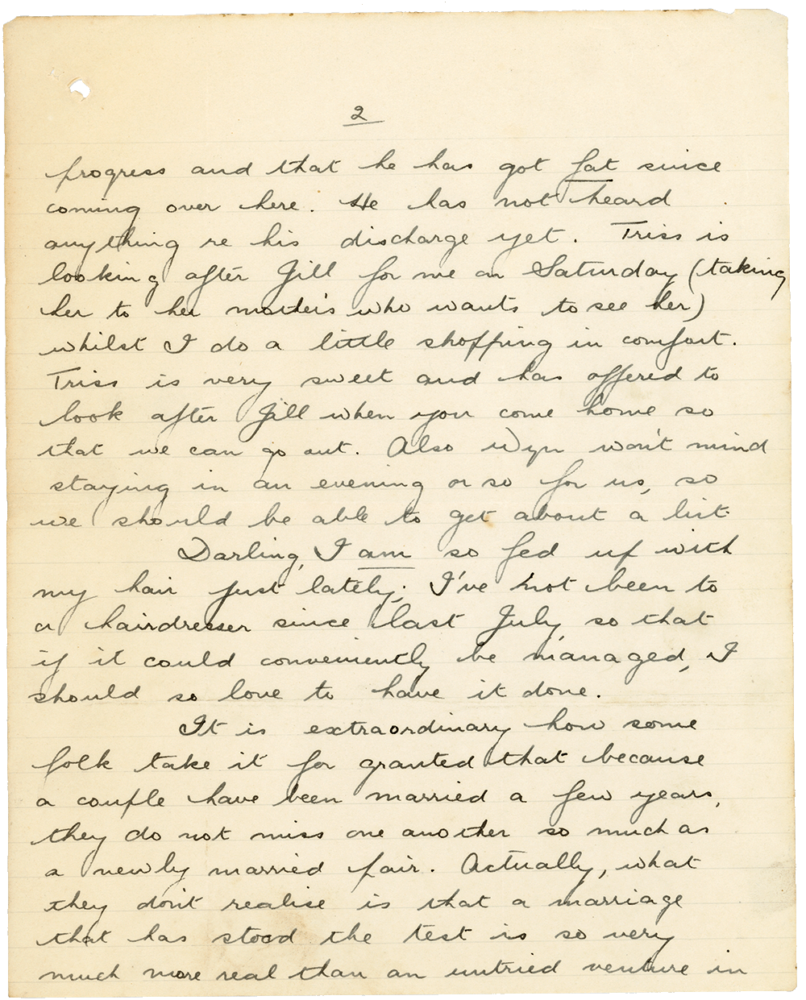 Letter from Teresina “Terry” Penman to Cyril “Kenneth” Penman dated February 22nd, 1940. (pg. 2)