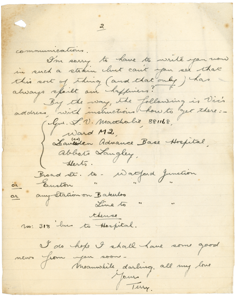 Letter from Teresina “Terry” Penman to Cyril “Kenneth” Penman dated February 23rd, 1940. (pg. 2)