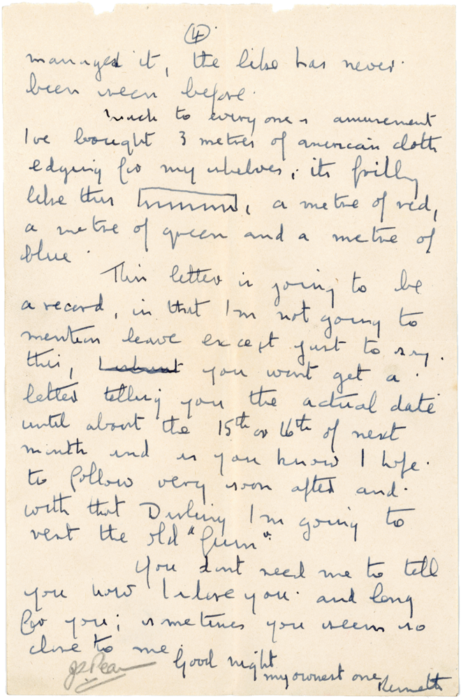 Letter from Cyril “Kenneth” Penman to Teresina “Terry” Penman dated February 24th, 1940. (pg. 4)