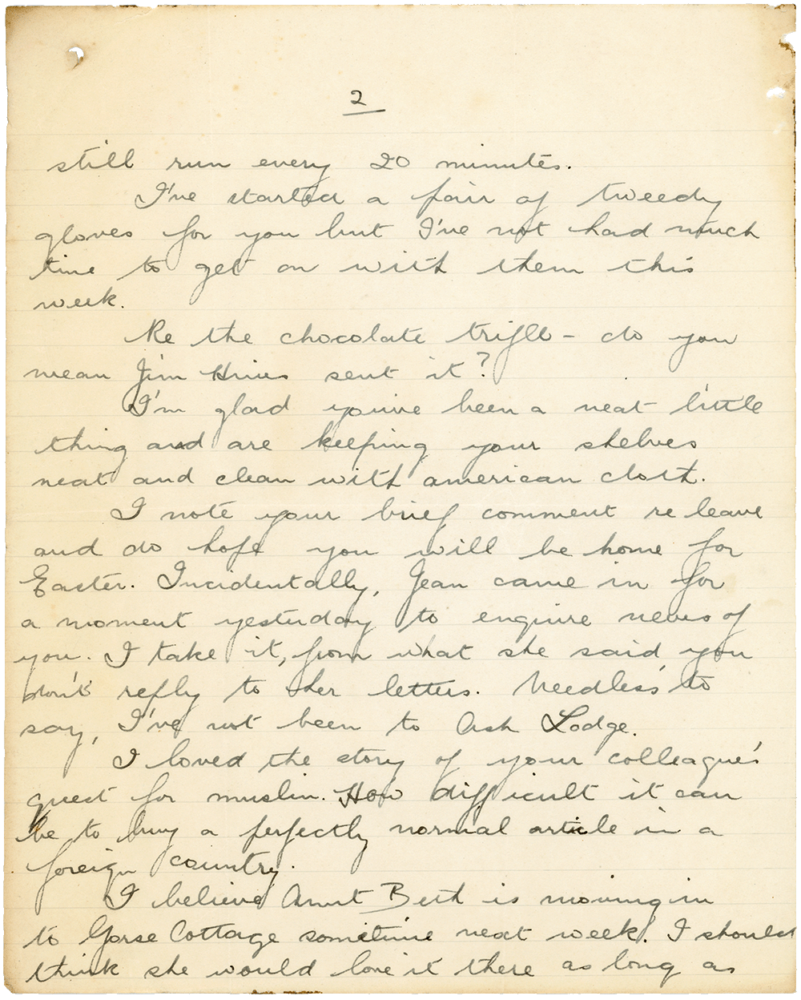 Letter from Teresina “Terry” Penman to Cyril “Kenneth” Penman dated March 3rd, 1940. (pg. 2)