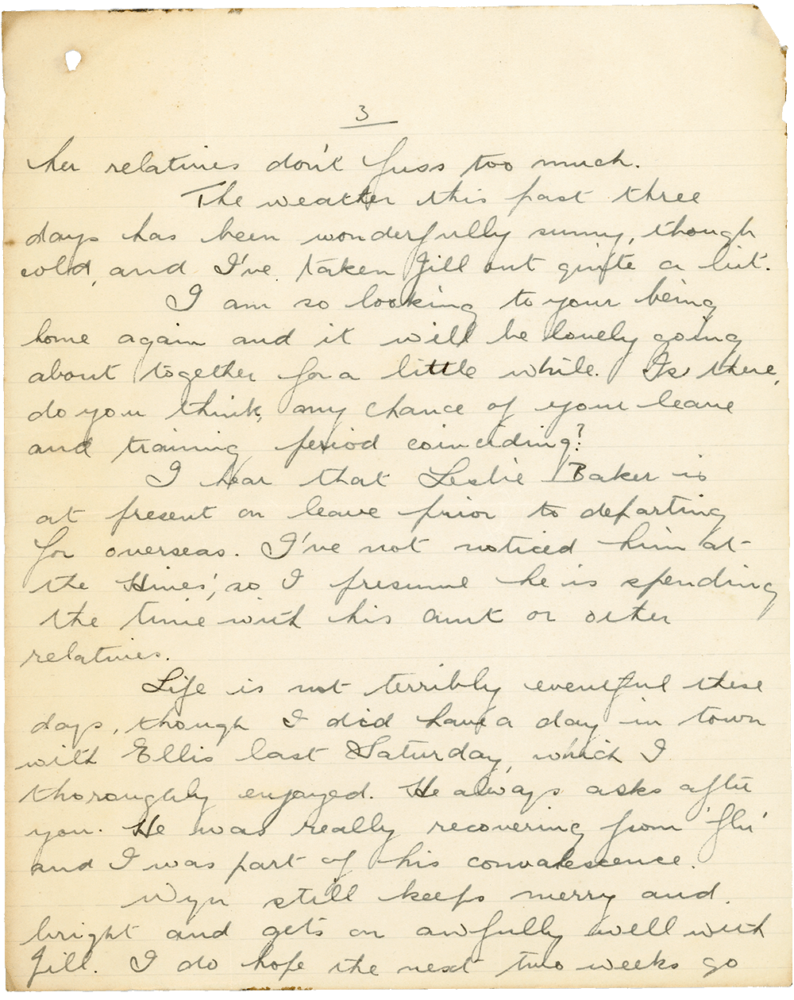 Letter from Teresina “Terry” Penman to Cyril “Kenneth” Penman dated March 3rd, 1940. (pg. 3)