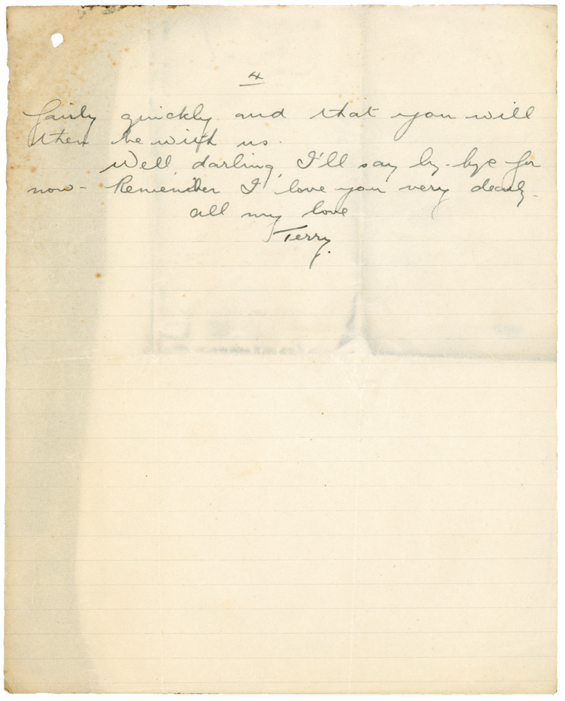 Letter from Teresina “Terry” Penman to Cyril “Kenneth” Penman dated March 3rd, 1940. (pg. 4)