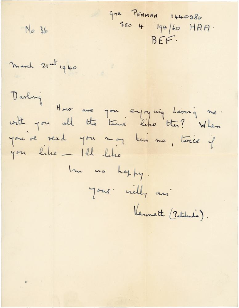 Letter from Cyril “Kenneth” Penman to Teresina “Terry” Penman dated March 21st, 1940.