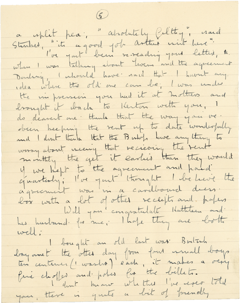 Letter from Cyril “Kenneth” Penman to Teresina “Terry” Penman dated April 18th, 1940. (pg. 5)