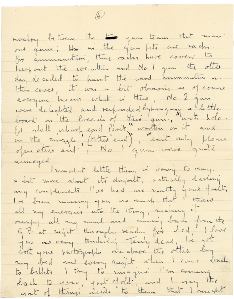 Letter from Cyril “Kenneth” Penman to Teresina “Terry” Penman dated April 18th, 1940. (pg. 6)