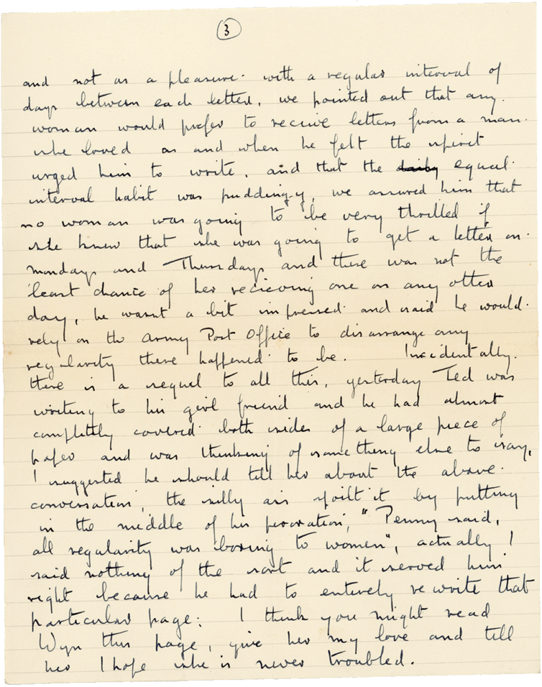 Letter from Cyril “Kenneth” Penman to Teresina “Terry” Penman dated April 26th, 1940. (pg. 3)