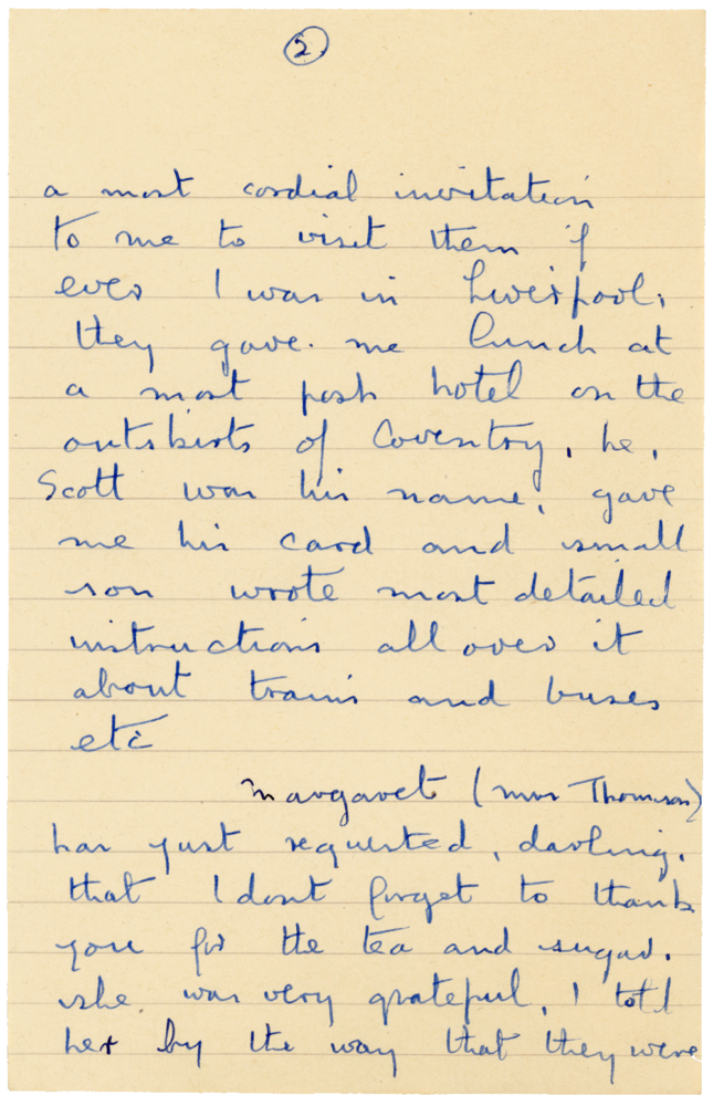 Letter from Cyril “Kenneth” Penman to Teresina “Terry” Penman dated April 28th, 1940. (pg. 2)
