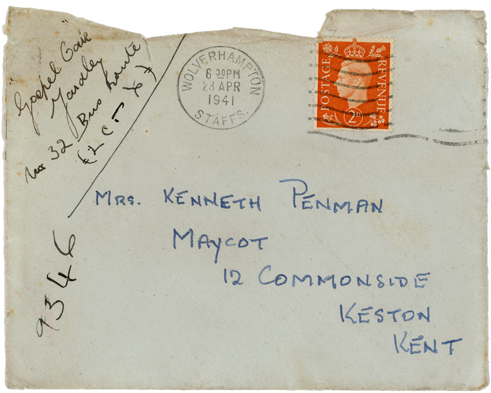 Envelope for letter from Cyril “Kenneth” Penman to Teresina “Terry” Penman dated April 28th, 1940.