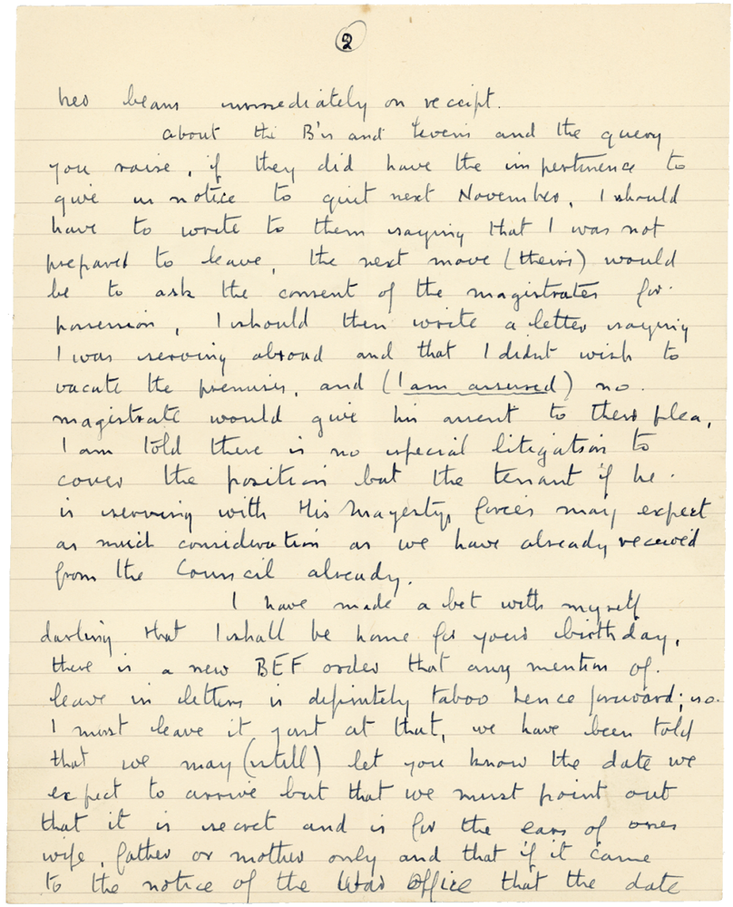 Letter from Cyril “Kenneth” Penman to Teresina “Terry” Penman dated May 2nd, 1940. (pg. 2)