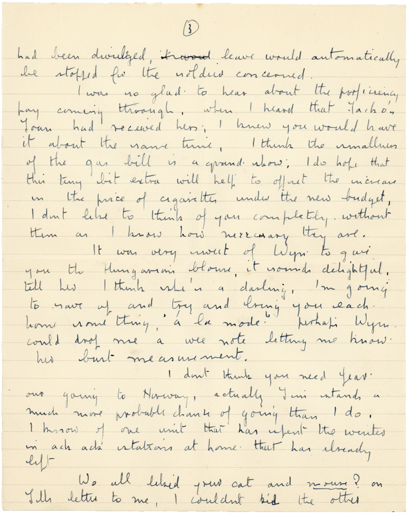 Letter from Cyril “Kenneth” Penman to Teresina “Terry” Penman dated May 2nd, 1940. (pg. 3)