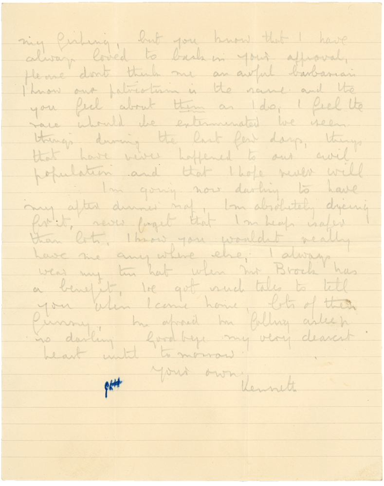 Letter from Cyril “Kenneth” Penman to Teresina “Terry” Penman dated May 18th, 1940. (pg. 2)