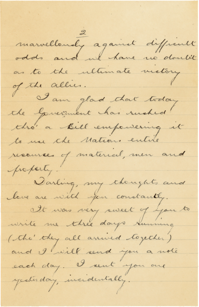 Letter from Teresina “Terry” Penman to Cyril “Kenneth” Penman dated May 21st, 1940. (pg. 2)