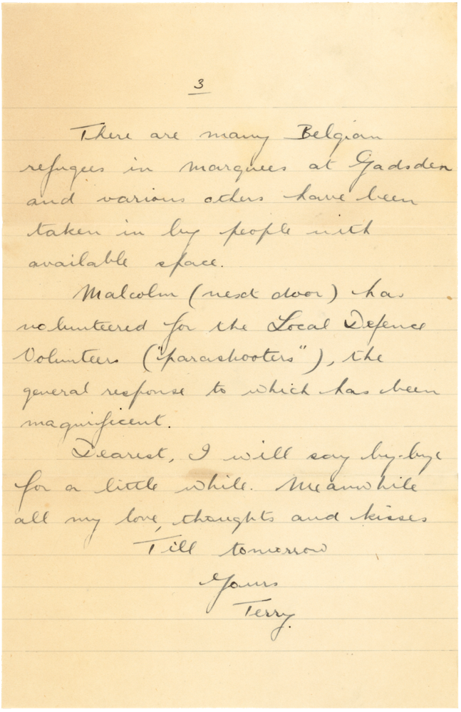 Letter from Teresina “Terry” Penman to Cyril “Kenneth” Penman dated May 21st, 1940. (pg. 3)