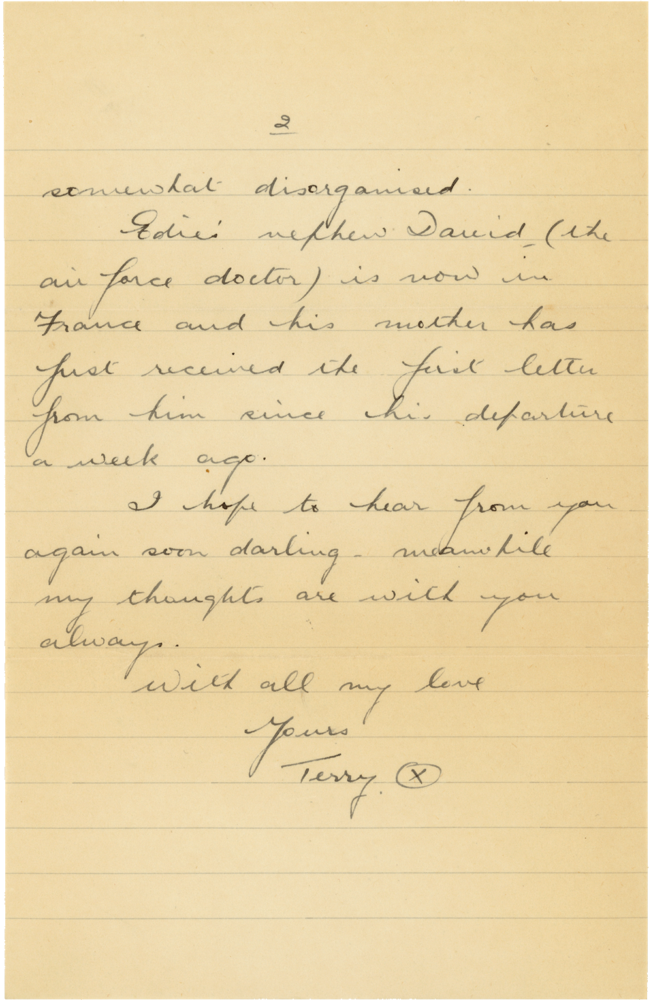 Letter from Teresina “Terry” Penman to Cyril “Kenneth” Penman dated May 24th, 1940. (pg. 2)