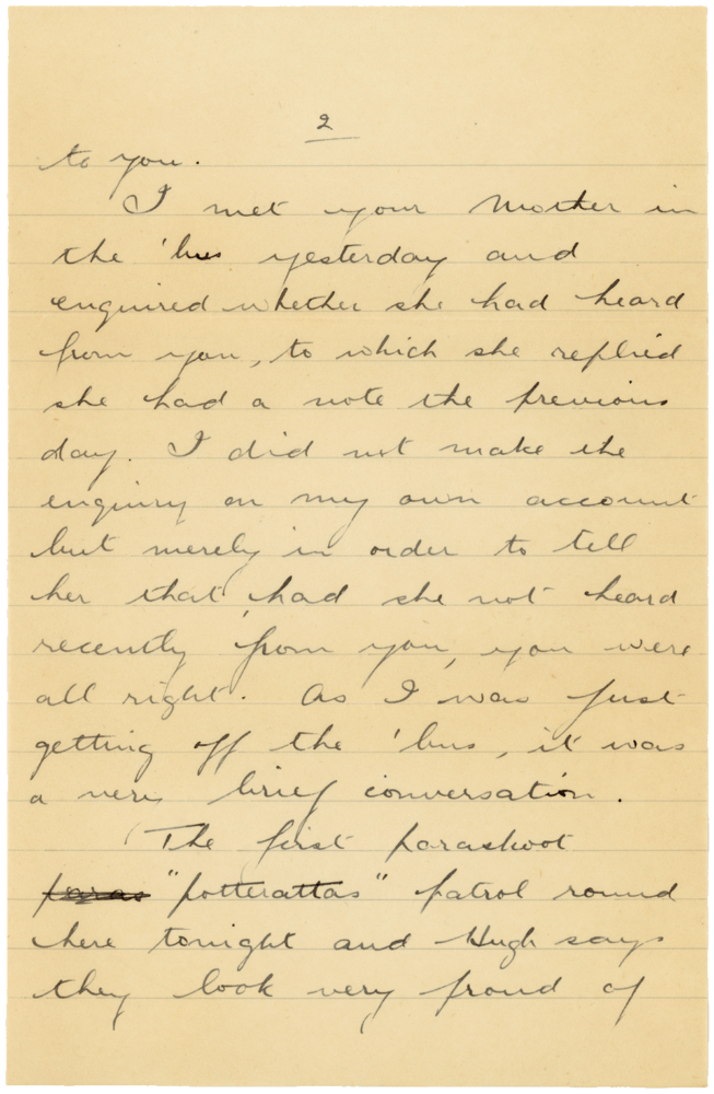 Letter from Teresina “Terry” Penman to Cyril “Kenneth” Penman dated May 26th, 1940. (pg. 2)
