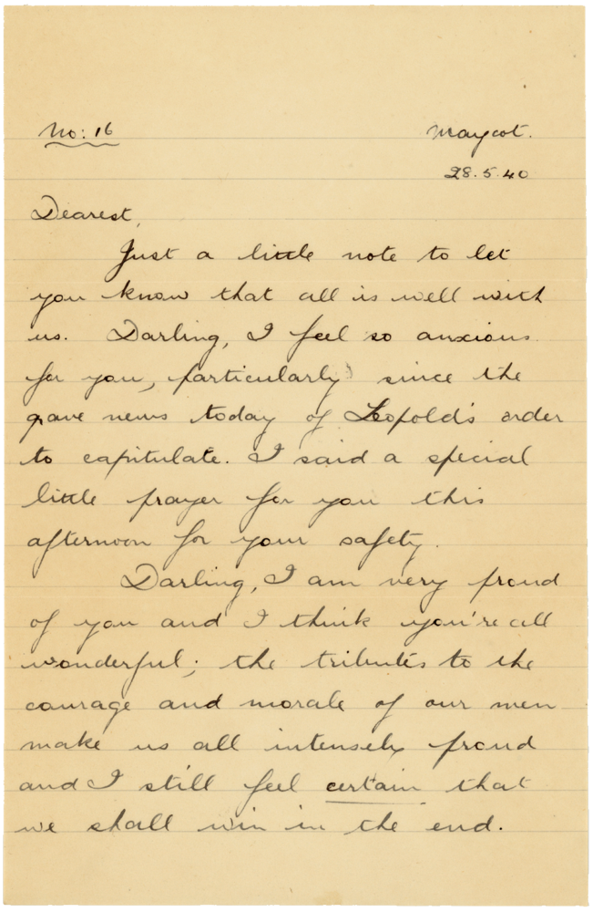 Letter from Teresina “Terry” Penman to Cyril “Kenneth” Penman dated May 28th, 1940. (pg. 1)