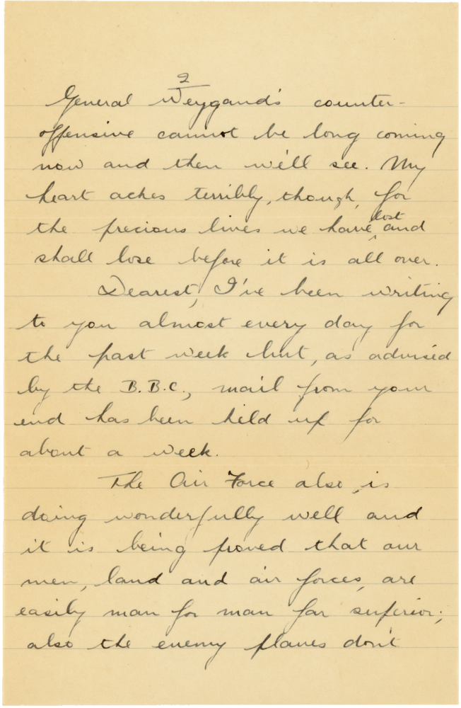 Letter from Teresina “Terry” Penman to Cyril “Kenneth” Penman dated May 28th, 1940. (pg. 2)