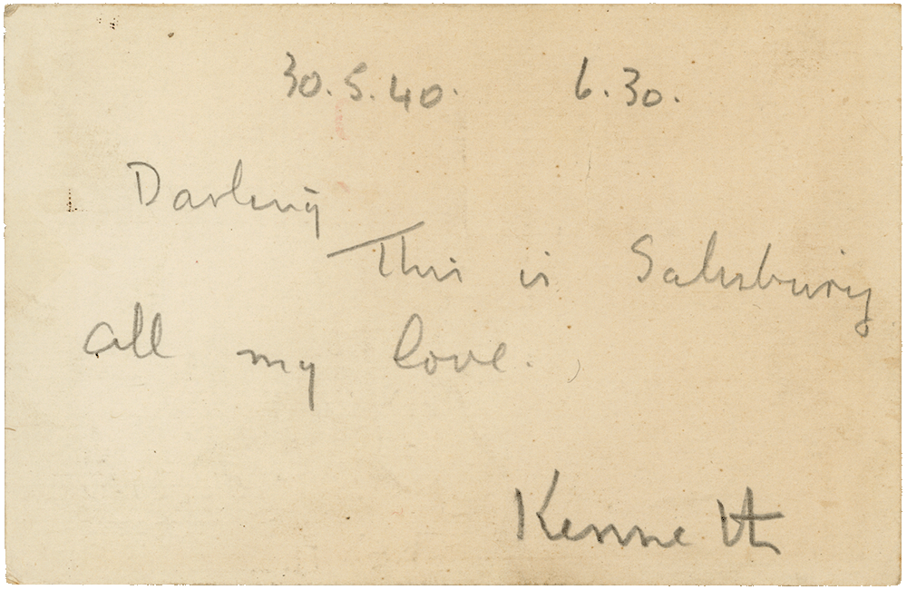 Postcard from Cyril “Kenneth” Penman to Teresina “Terry” Penman dated May 30th, 1940. (reverse side)