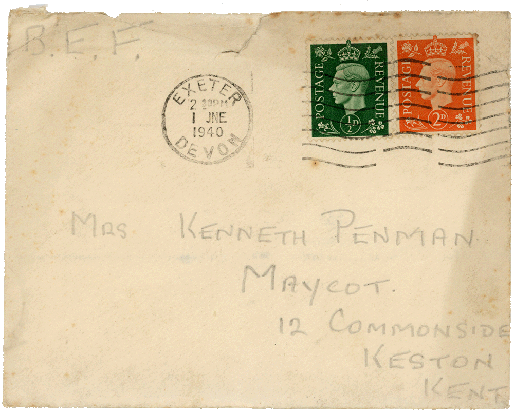 Envelope for letter from Cyril “Kenneth” Penman to Teresina “Terry” Penman dated June 1st, 1940.