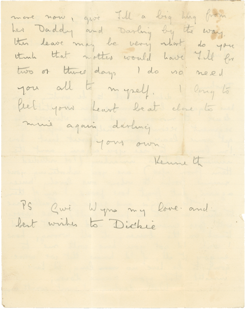 Letter from Cyril “Kenneth” Penman to Teresina “Terry” Penman dated June 3rd, 1940. (pg. 2)