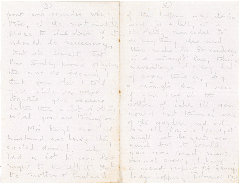 Letter from Cyril “Kenneth” Penman to Teresina “Terry” Penman dated June 28th, 1940. (pg. 5, 8)