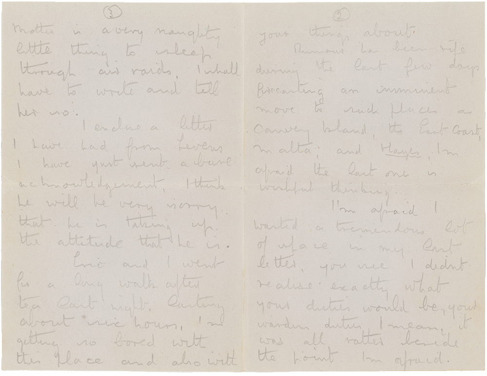 Letter from Cyril “Kenneth” Penman to Teresina “Terry” Penman dated July 1st, 1940. (pg. 2, 3)