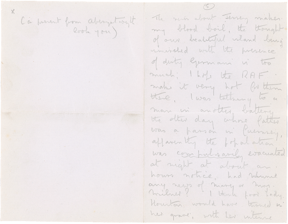 Letter from Cyril “Kenneth” Penman to Teresina “Terry” Penman dated July 3rd, 1940. (pg. 5, 8)