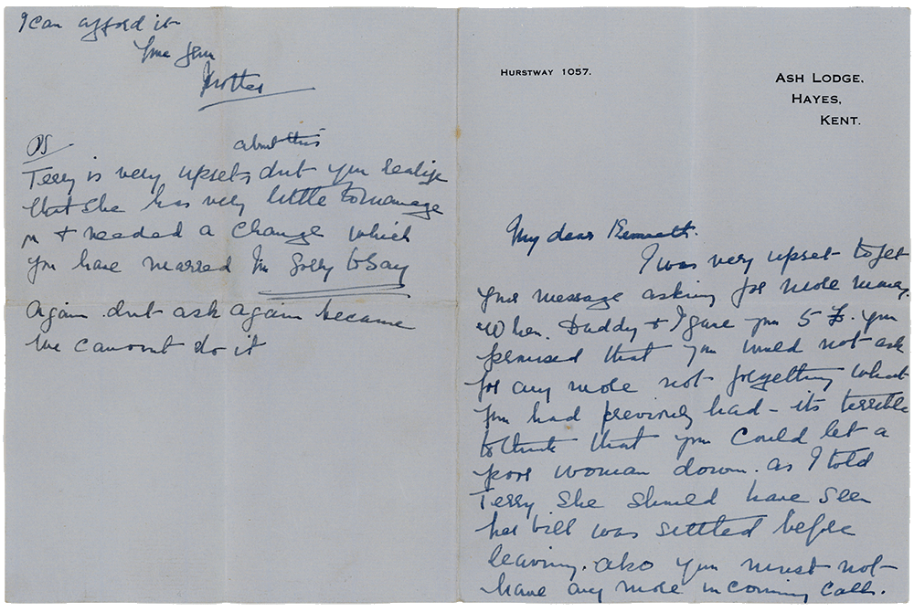 Letter from Arthur Penman to Teresina “Terry” Penman dated July 5th, 1940. (pg. 1, 4)