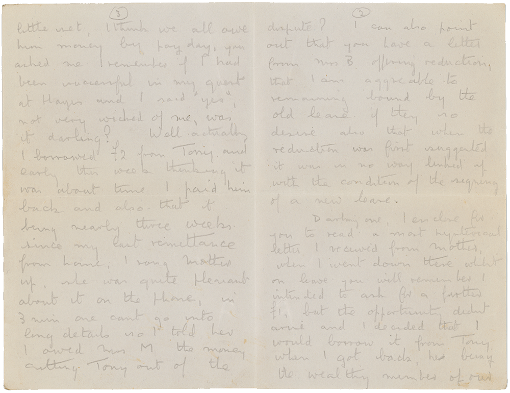 Letter from Cyril “Kenneth” Penman to Teresina “Terry” Penman dated July 5th, 1940. (pg. 2, 3)
