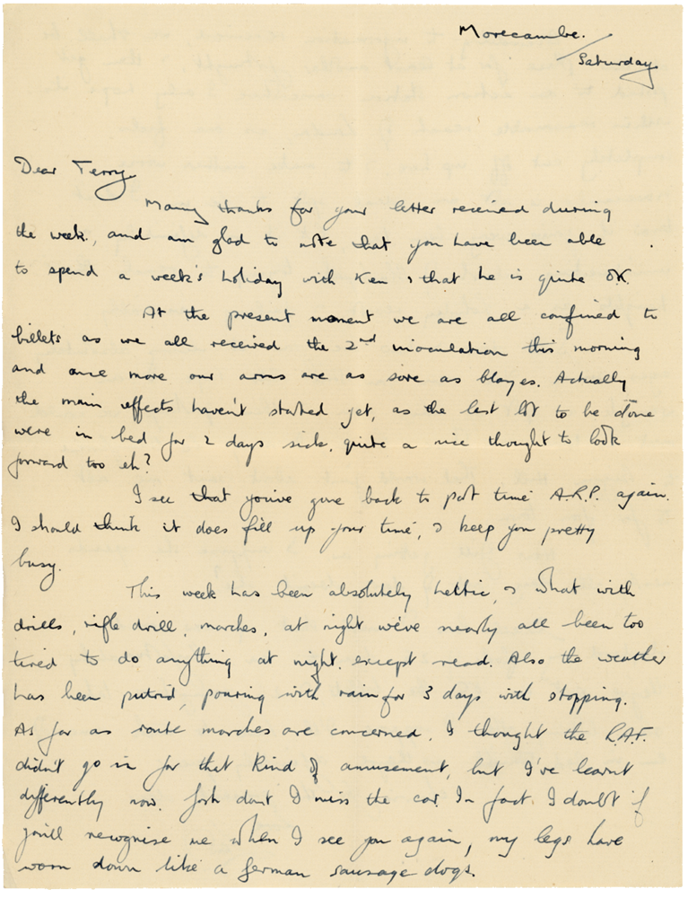 Letter from Cyril “Kenneth” Penman to Teresina “Terry” Penman dated July 13th, 1940. (pg. 1)